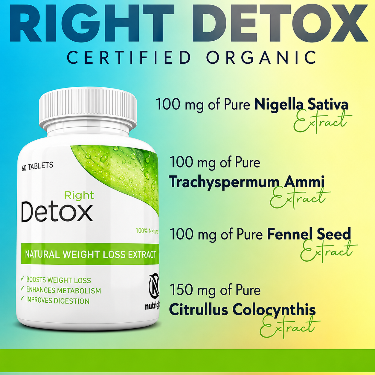 Detox Right By Nutright | Its 100% Organic And Plant-Based Natural | Daily Detox & Premium Herbal WellnessWellness